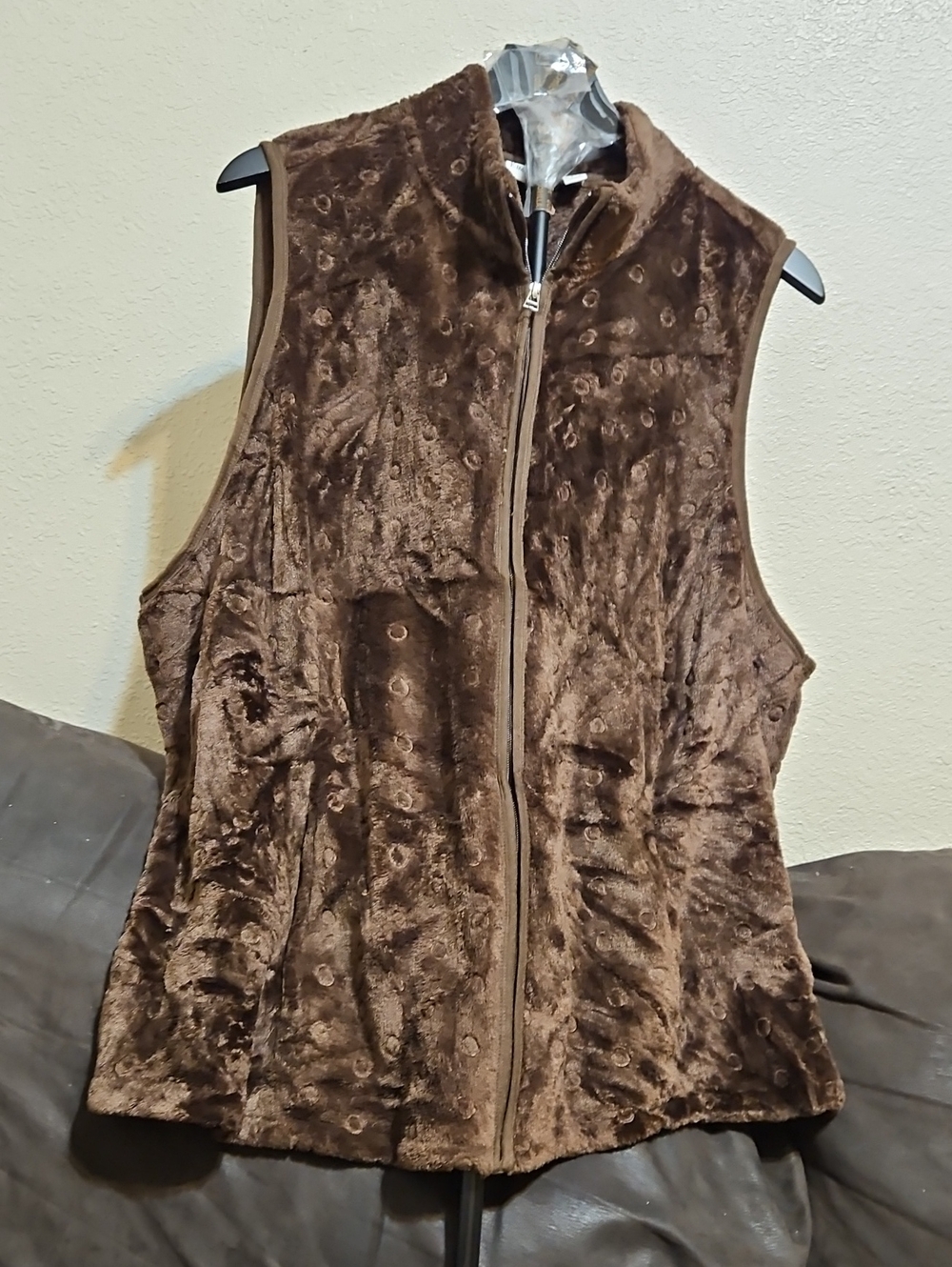 Kim Rogers Brown Faux Fur Zip Vest